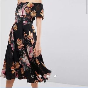 Floral Bardot Midi Dress